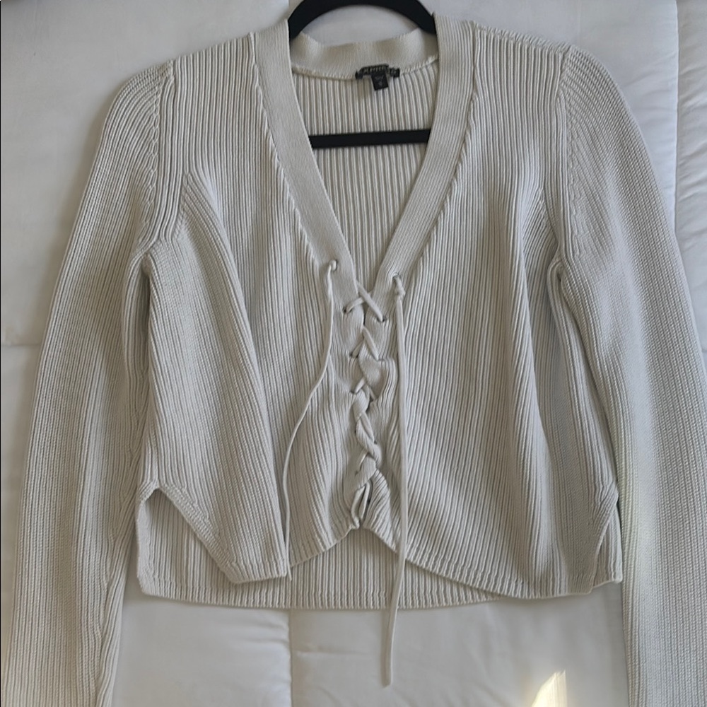 Express White Lace-Up Sweater